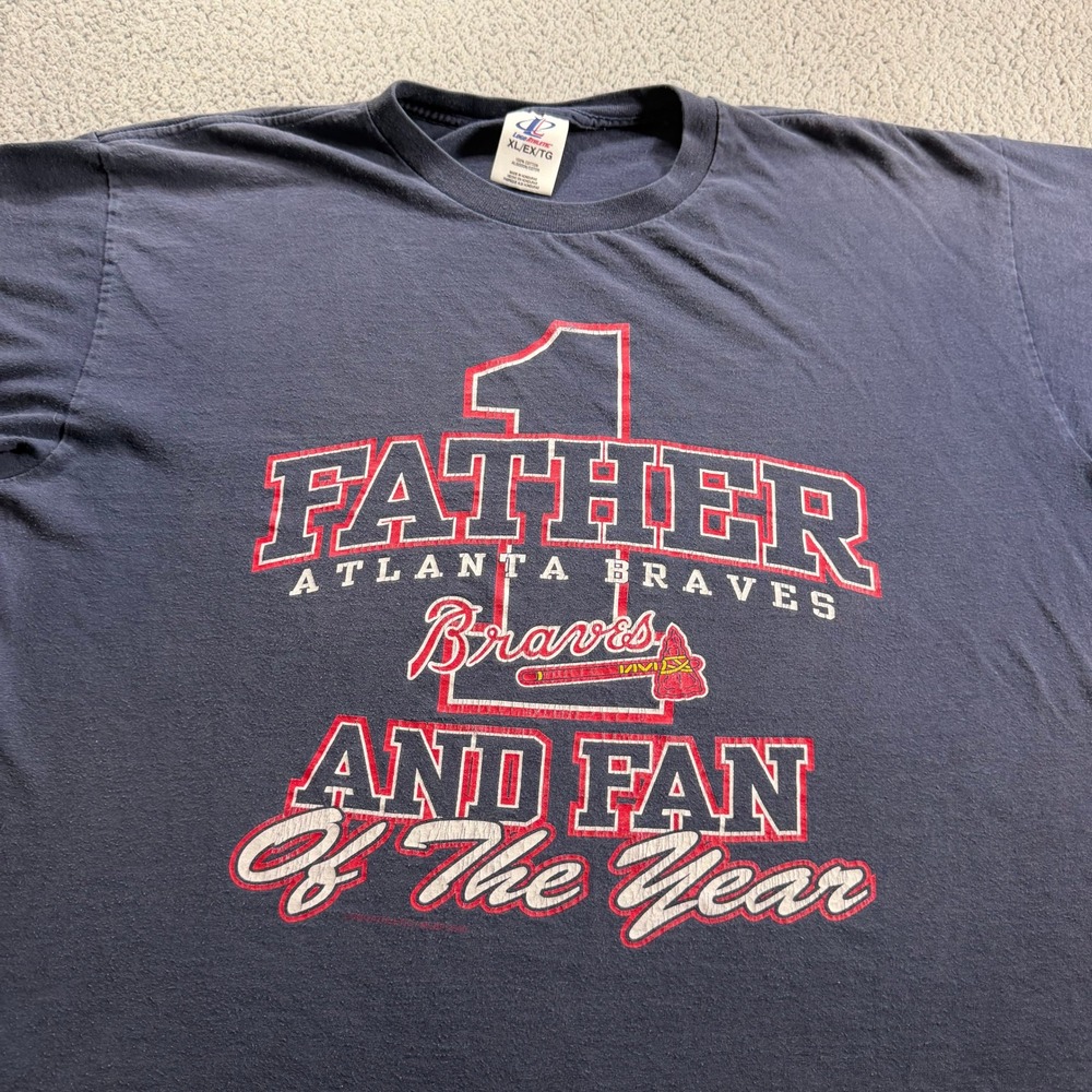 Vintage 2000 Logo Athletic Atlanta Braves Father Fan of the Year Shirt Mens XL